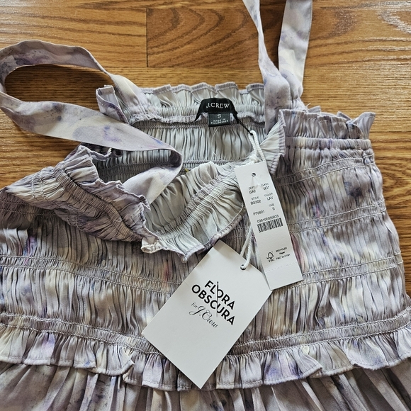 J Crew Flora Obscura X J.Crew featherweigh satin nap tank in lavender fields - Picture 3 of 6